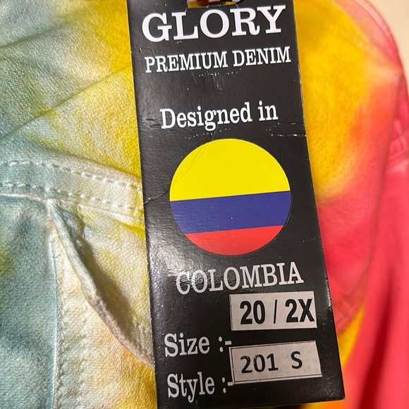 Glory Denim Trucker Jacket Tie Dye  sherpa lined fray hem stretch Size 2X Large - Picture 13 of 17